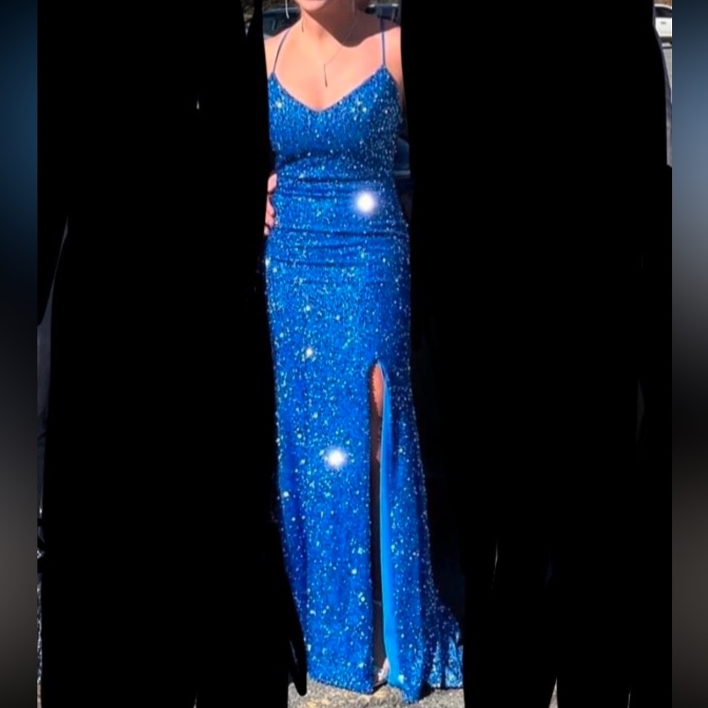 Dazzling Blue Sequin Prom Dress